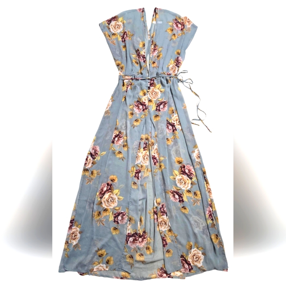 Floral Xhillaration Maxi Dress in Blue and Yellow